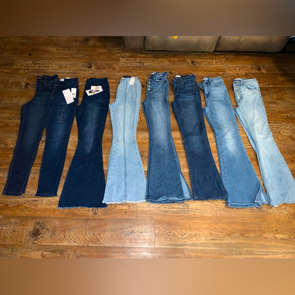 8 pairs of new bell bottom and skinny jeans